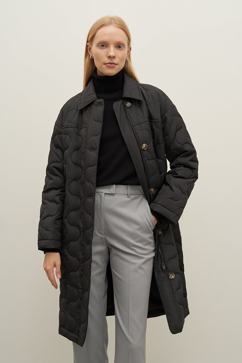 Пальто утепленное с воротником стойкой, Модель FAD11040, Фото №1