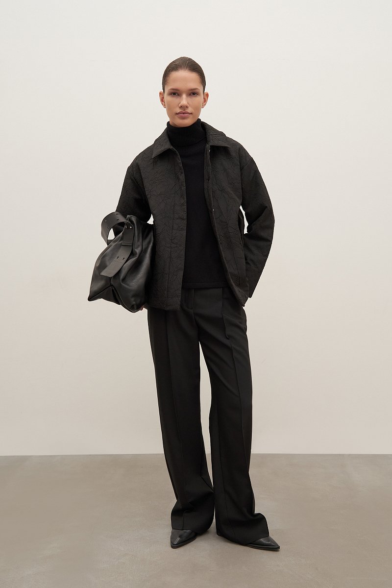 Куртка силуэта трапеция с отложным воротником, Модель FAD11043, Фото №2