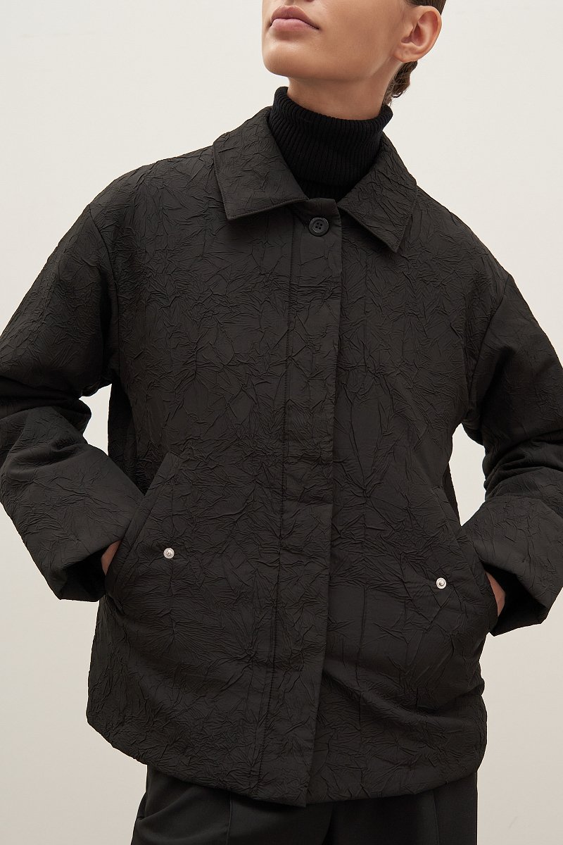 Куртка силуэта трапеция с отложным воротником, Модель FAD11043, Фото №3