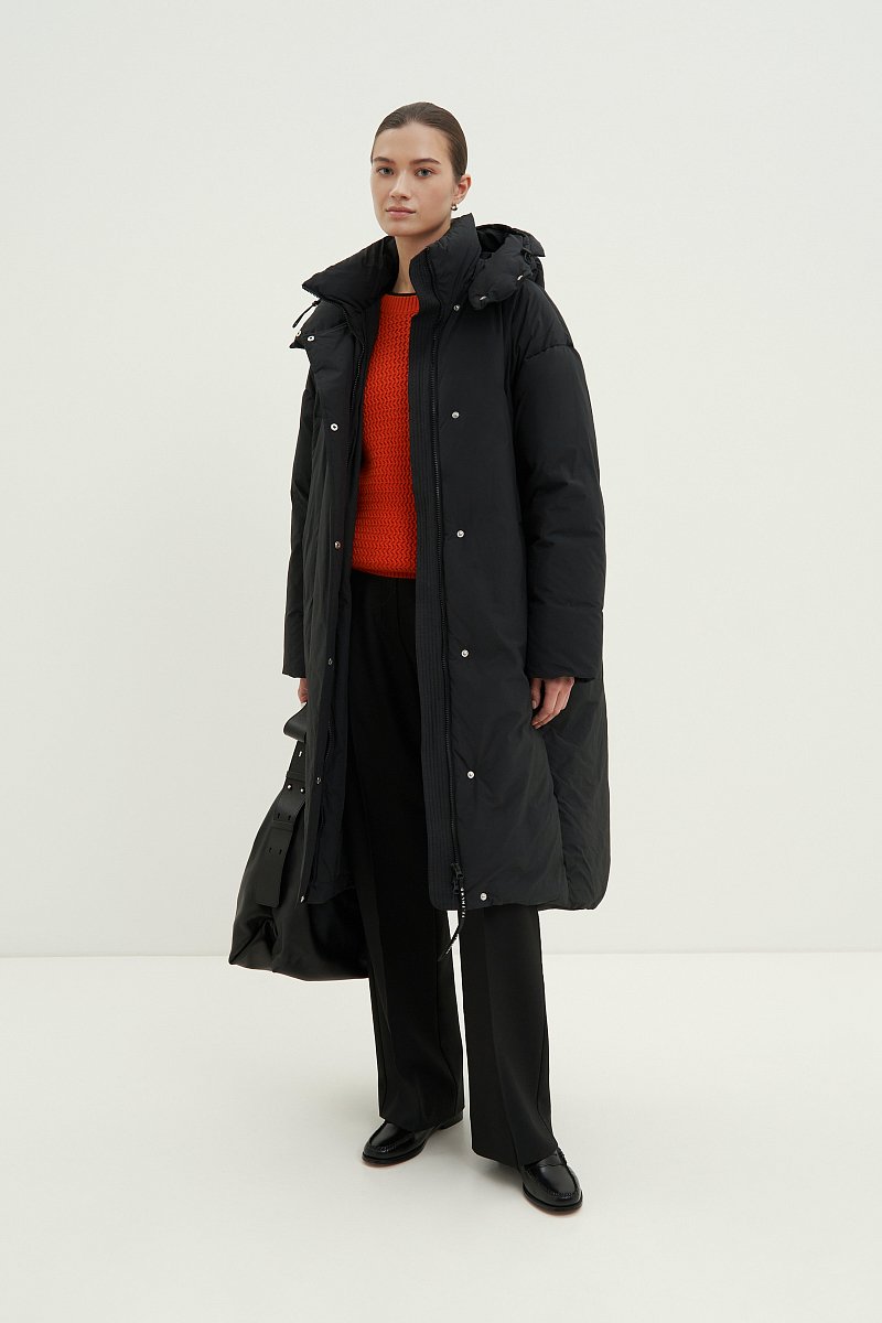 Пуховое пальто широкого силуэта с хлопком, Модель FAD11069, Фото №1