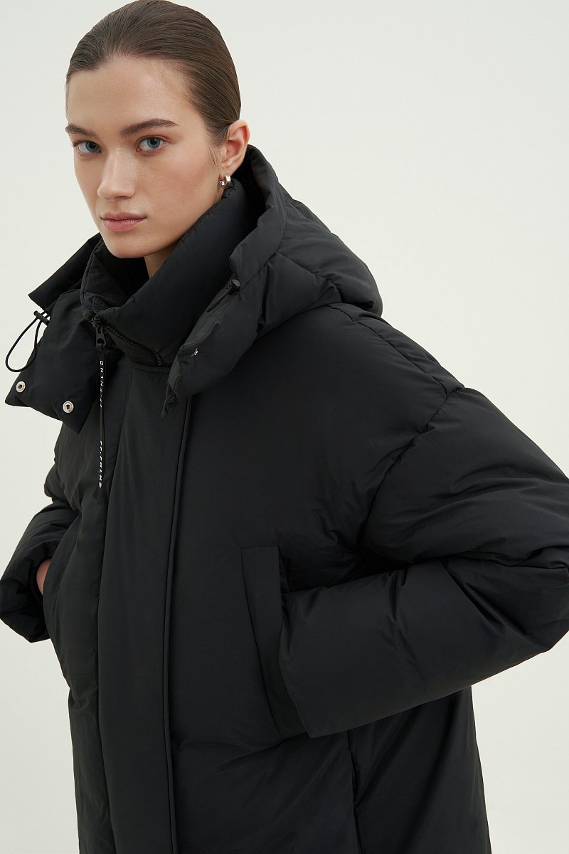 Пуховое пальто широкого силуэта с хлопком, Модель FAD11069, Фото №5