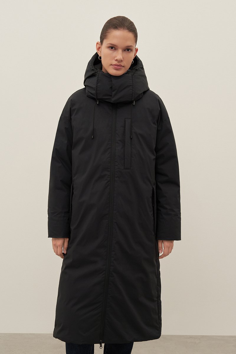 Пуховое женское пальто с капюшоном, Модель FAD11070, Фото №1