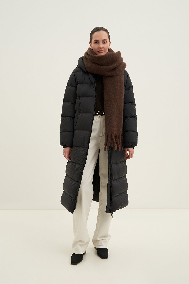 Пуховое женское пальто с капюшоном, Модель FAD11078, Фото №2