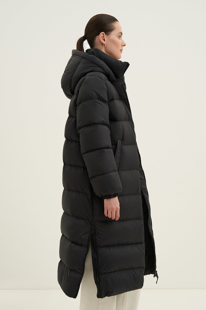 Пуховое женское пальто с капюшоном, Модель FAD11078, Фото №4