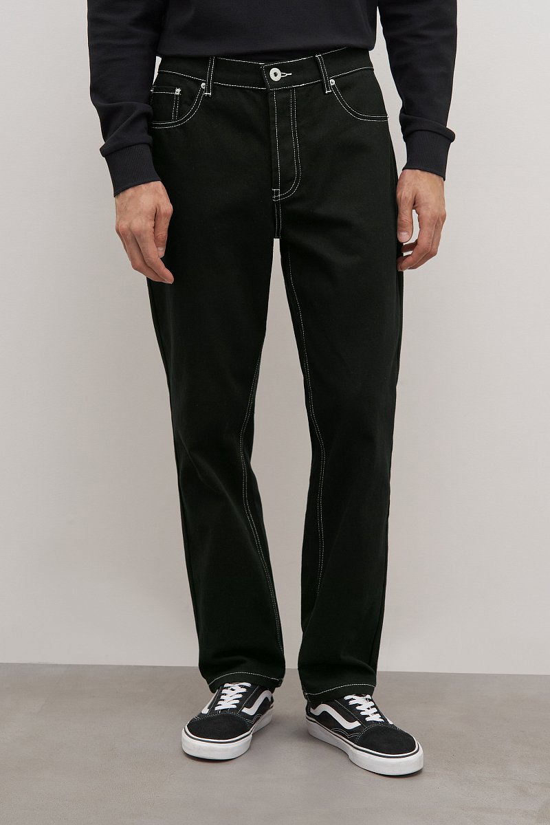 Мужские джинсы straight fit с контрастной отделкой, Модель FAD25003, Фото №2