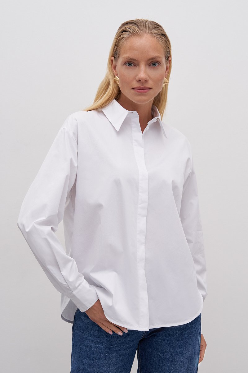 Рубашка из хлопка с отложным воротником, Модель FAD110219, Фото №1