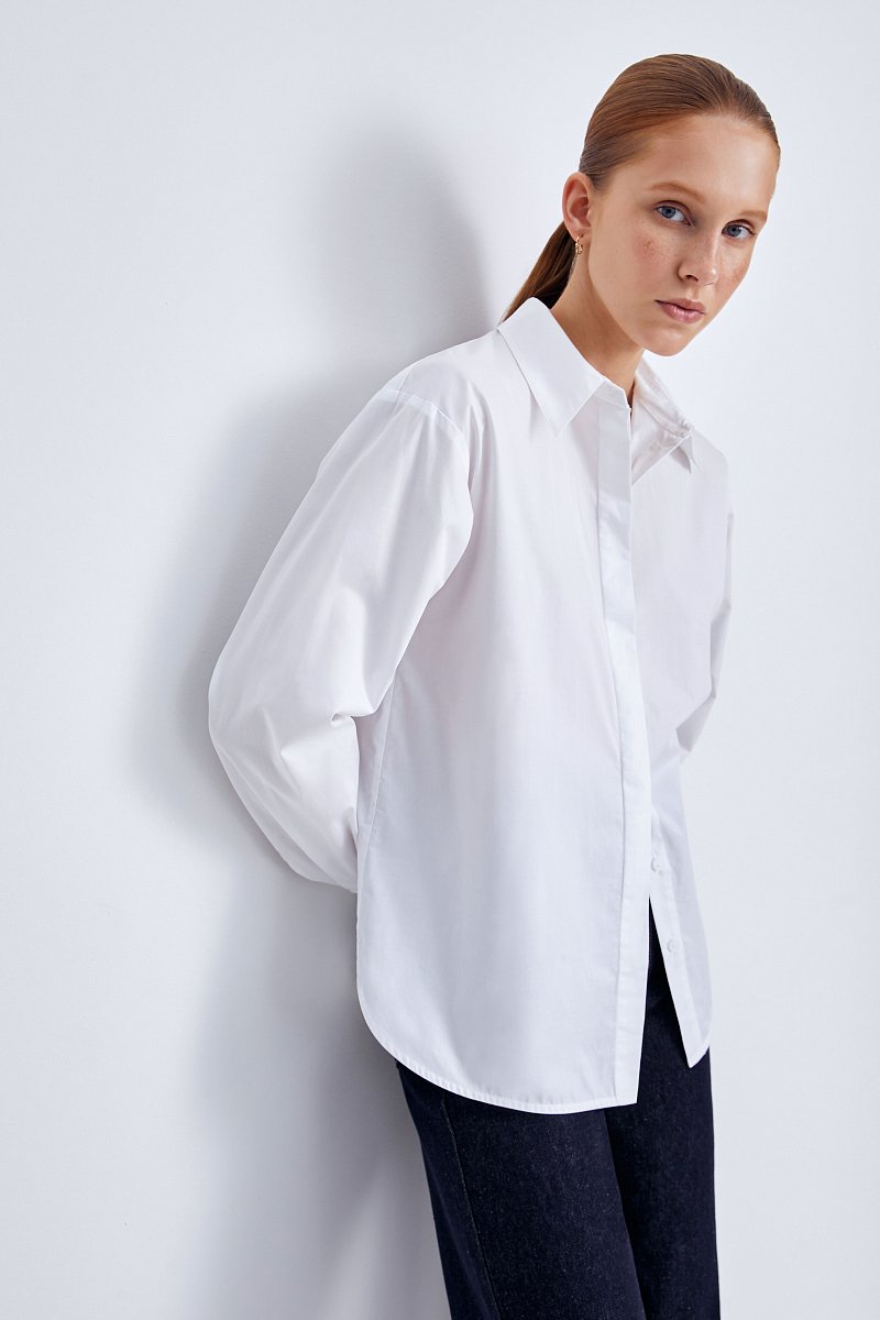 Рубашка из хлопка с отложным воротником, Модель FAD110219, Фото №3