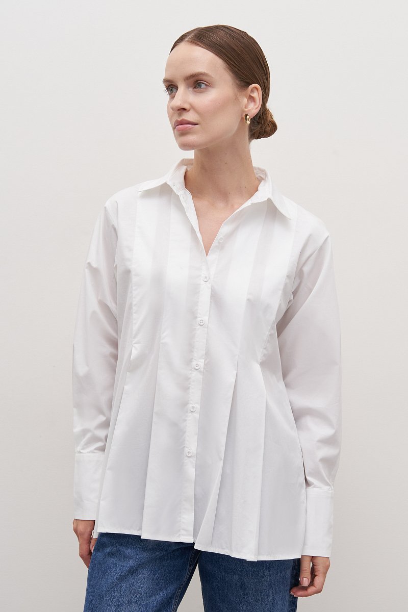 Рубашка из хлопка со складками, Модель FAD110246, Фото №2