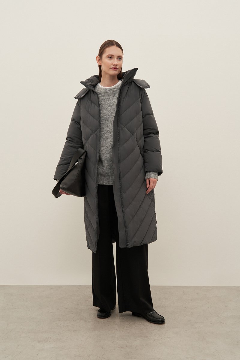 Пальто с утиным пухом силуэта трапеция, Модель FAD110101, Фото №2