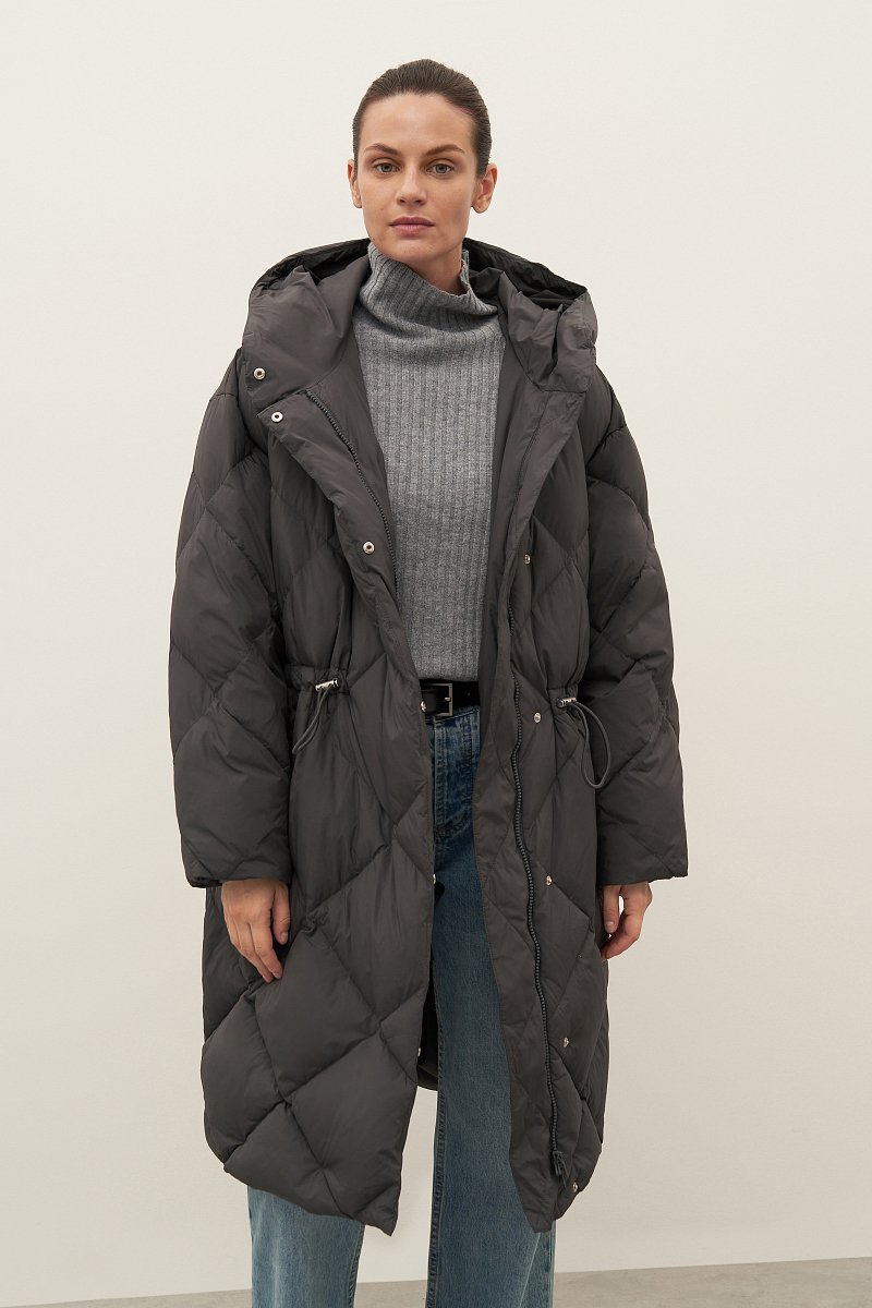 Пуховое пальто из водонепроницаемой ткани, Модель FAD11031, Фото №1