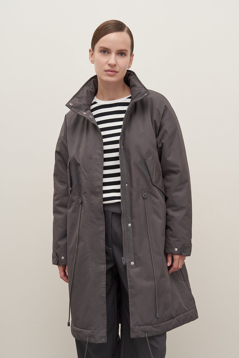 Пальто утепленное из хлопка с воротником стойкой, Модель FAD11052, Фото №1