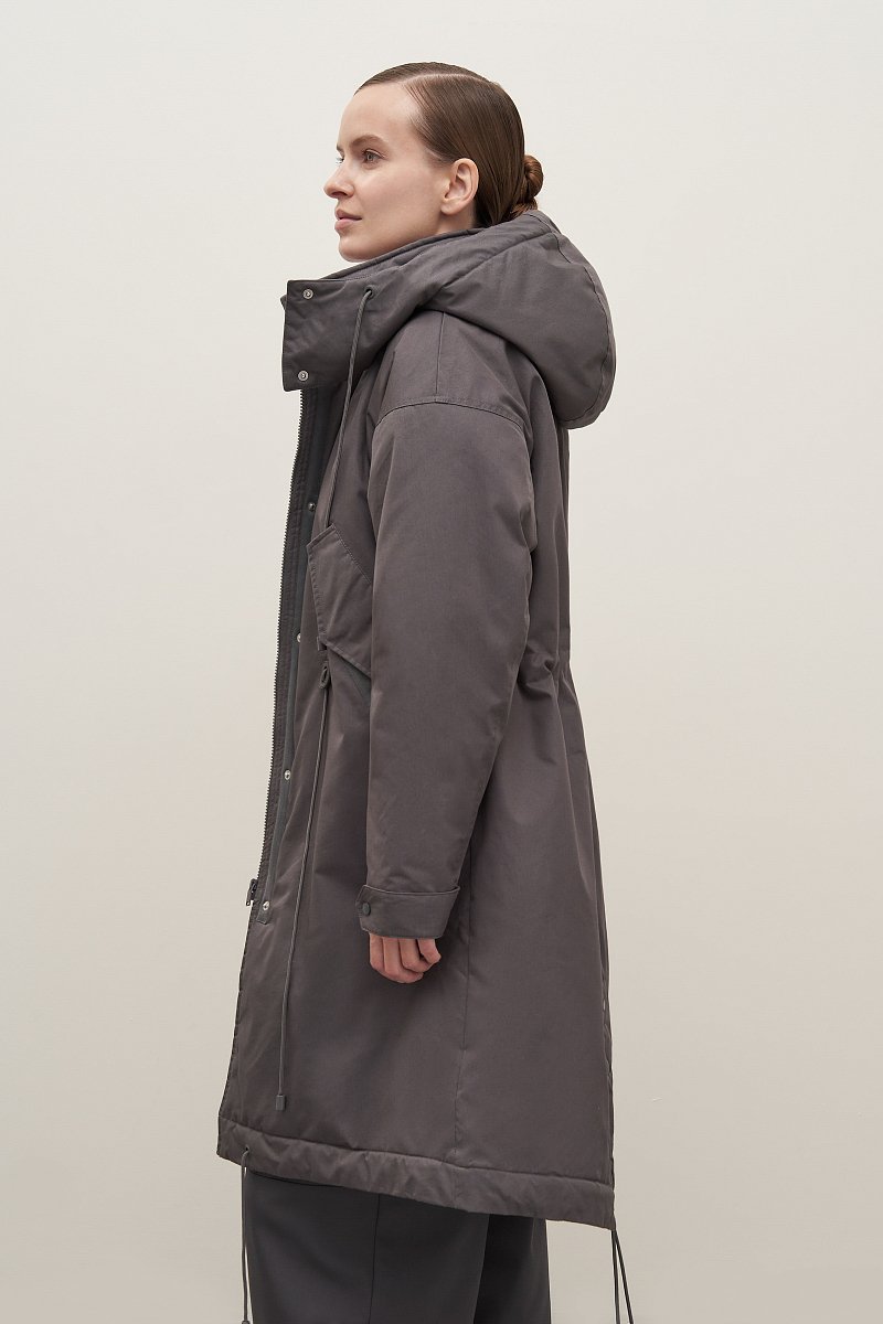 Пальто утепленное из хлопка с воротником стойкой, Модель FAD11052, Фото №4