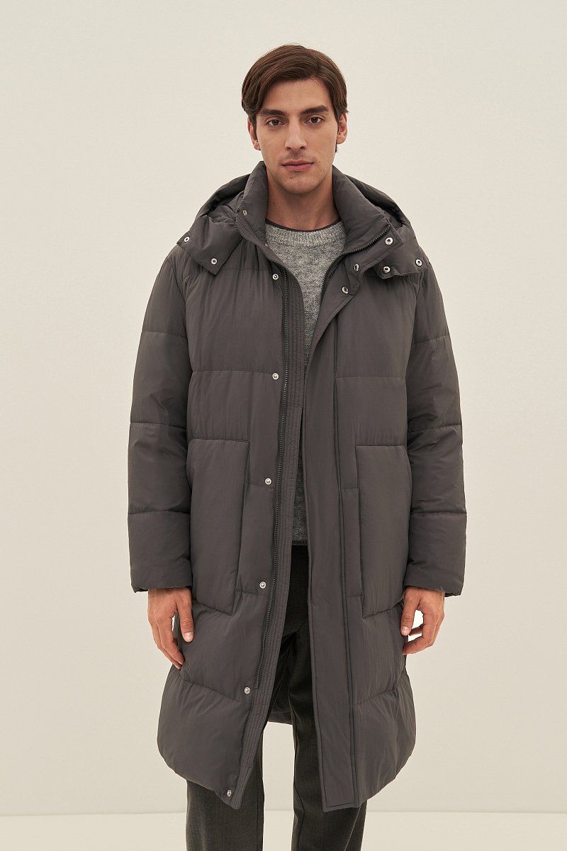 Пуховое пальто с воротником стойкой, Модель FAD21010, Фото №1
