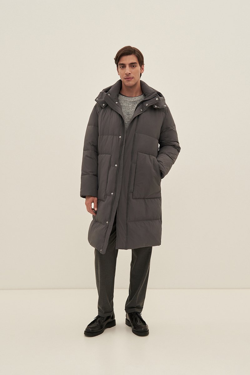 Пуховое пальто с воротником стойкой, Модель FAD21010, Фото №2