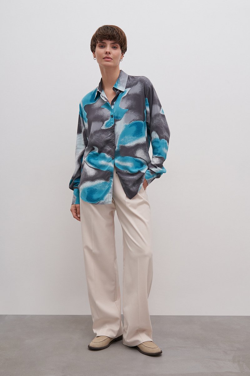 женская рубашка с цветочным орнаментом, Модель FAD110250, Фото №2
