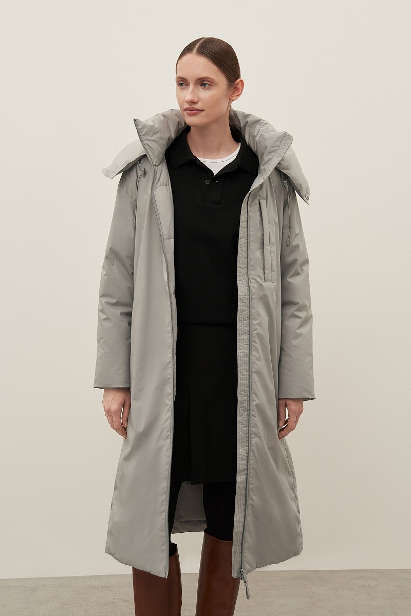 Пуховое женское пальто с капюшоном, Модель FAD11070, Фото №1