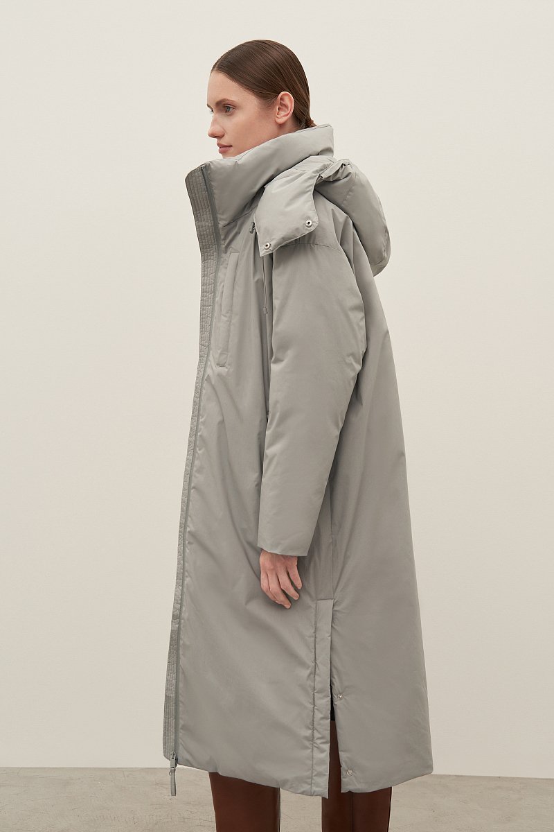 Пуховое женское пальто с капюшоном, Модель FAD11070, Фото №3