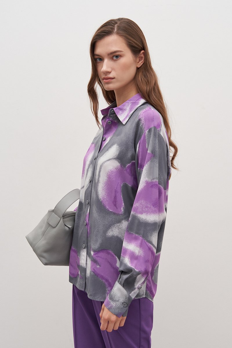 женская рубашка с цветочным орнаментом, Модель FAD110250, Фото №3