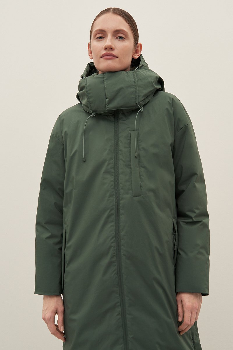 Пуховое пальто из хлопка с капюшоном, Модель FAD11070, Фото №3