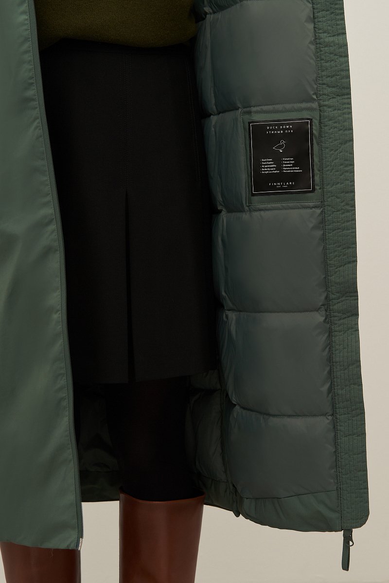 Пуховое женское пальто с капюшоном, Модель FAD11070, Фото №6