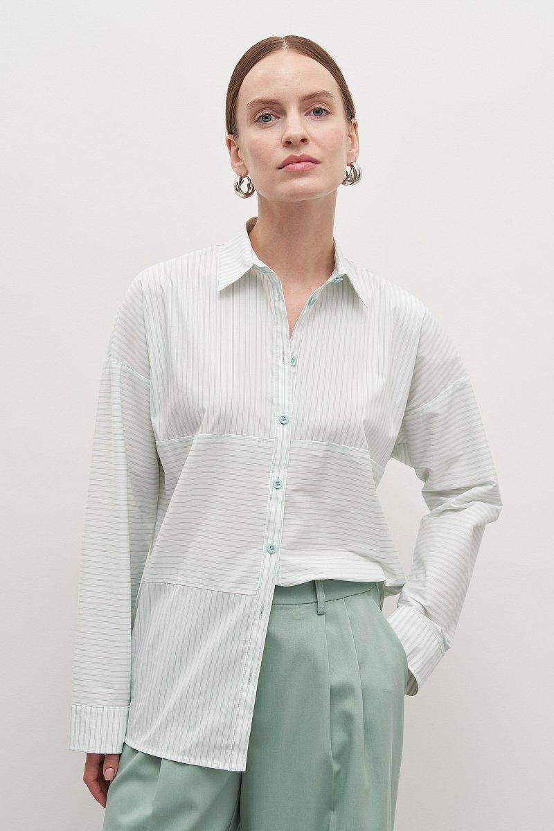 Рубашка из хлопка с отложным воротником, Модель FAD110108, Фото №2