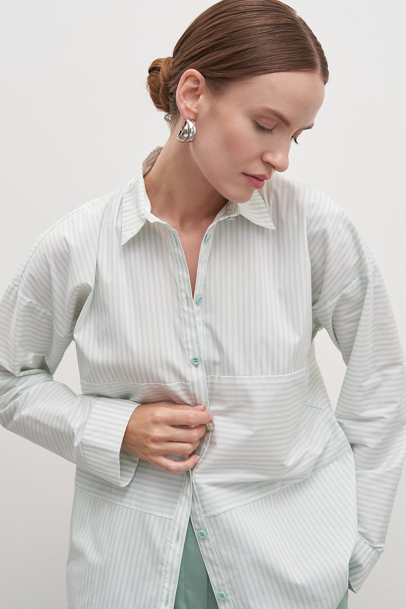Рубашка из хлопка с отложным воротником, Модель FAD110108, Фото №4