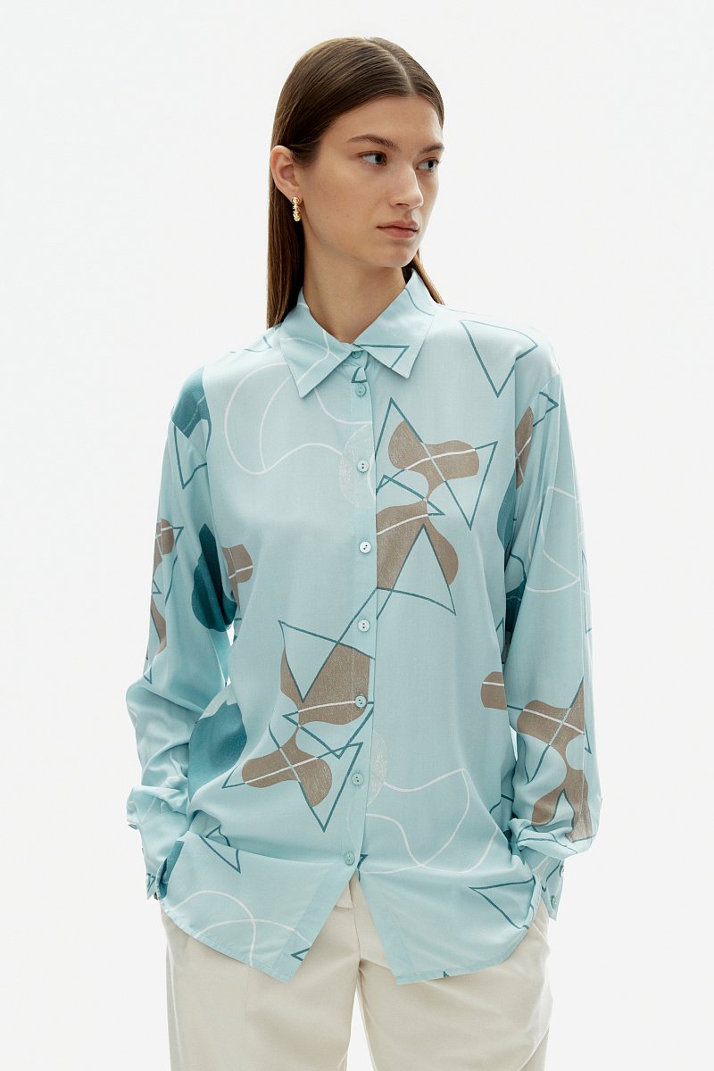 женская рубашка с абстрактным узором из вискозы, Модель FAD110168, Фото №1