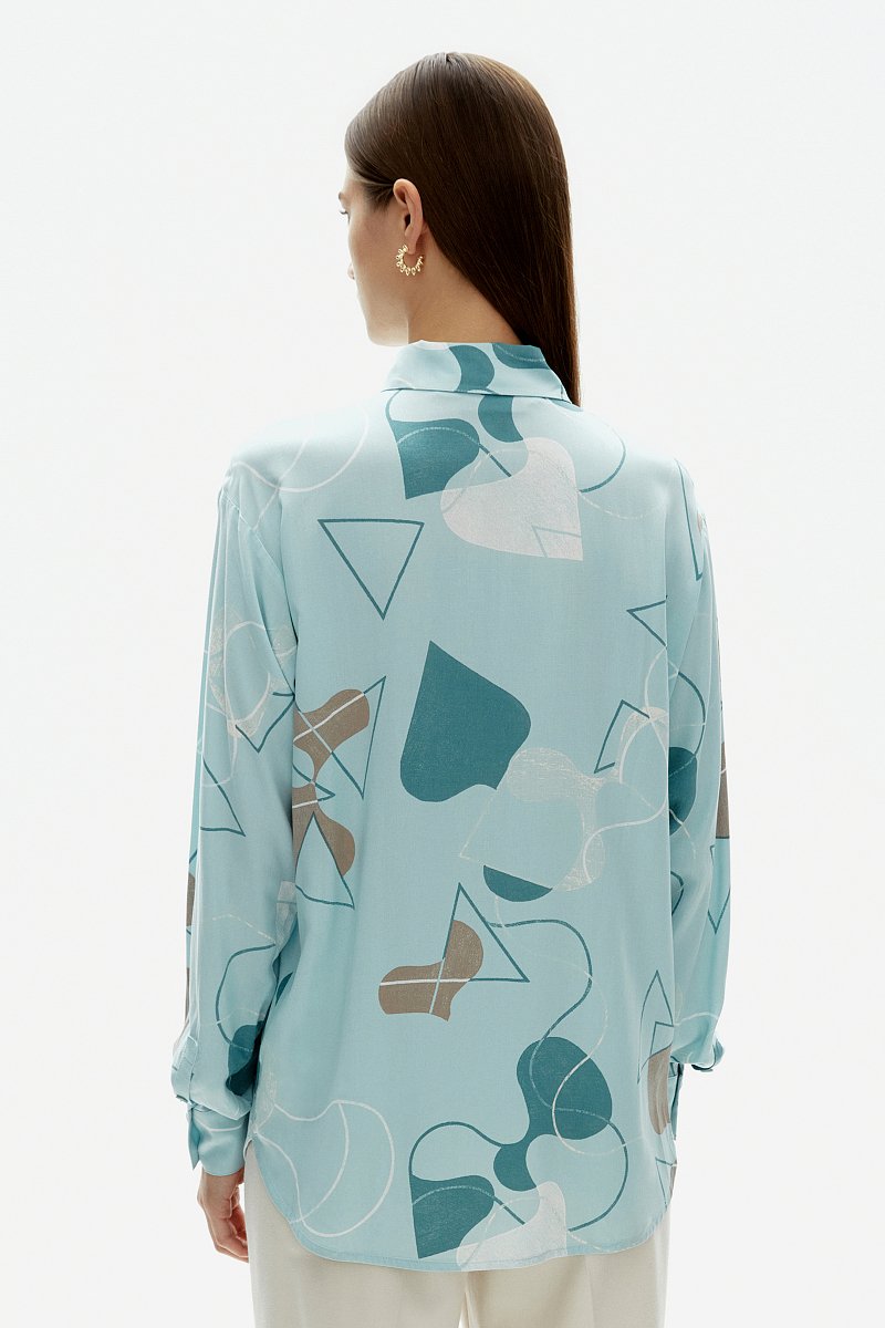 женская рубашка с абстрактным узором из вискозы, Модель FAD110168, Фото №4