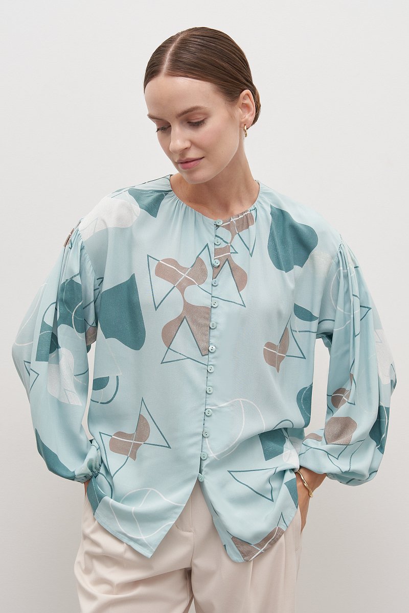 Вискозная женская блузка с абстрактным принтом, Модель FAD110169, Фото №1