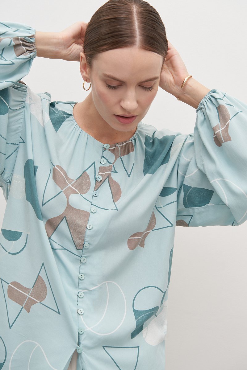 Вискозная женская блузка с абстрактным принтом, Модель FAD110169, Фото №3