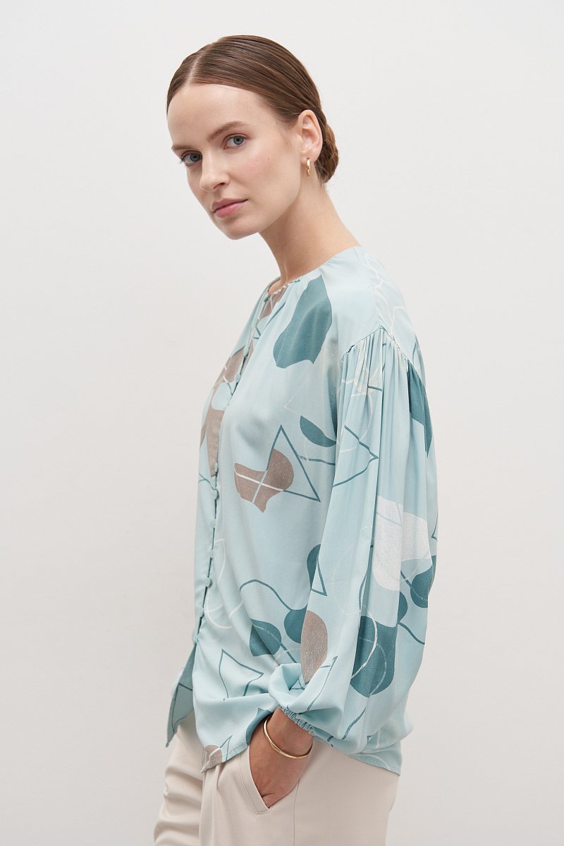 Вискозная женская блузка с абстрактным принтом, Модель FAD110169, Фото №4