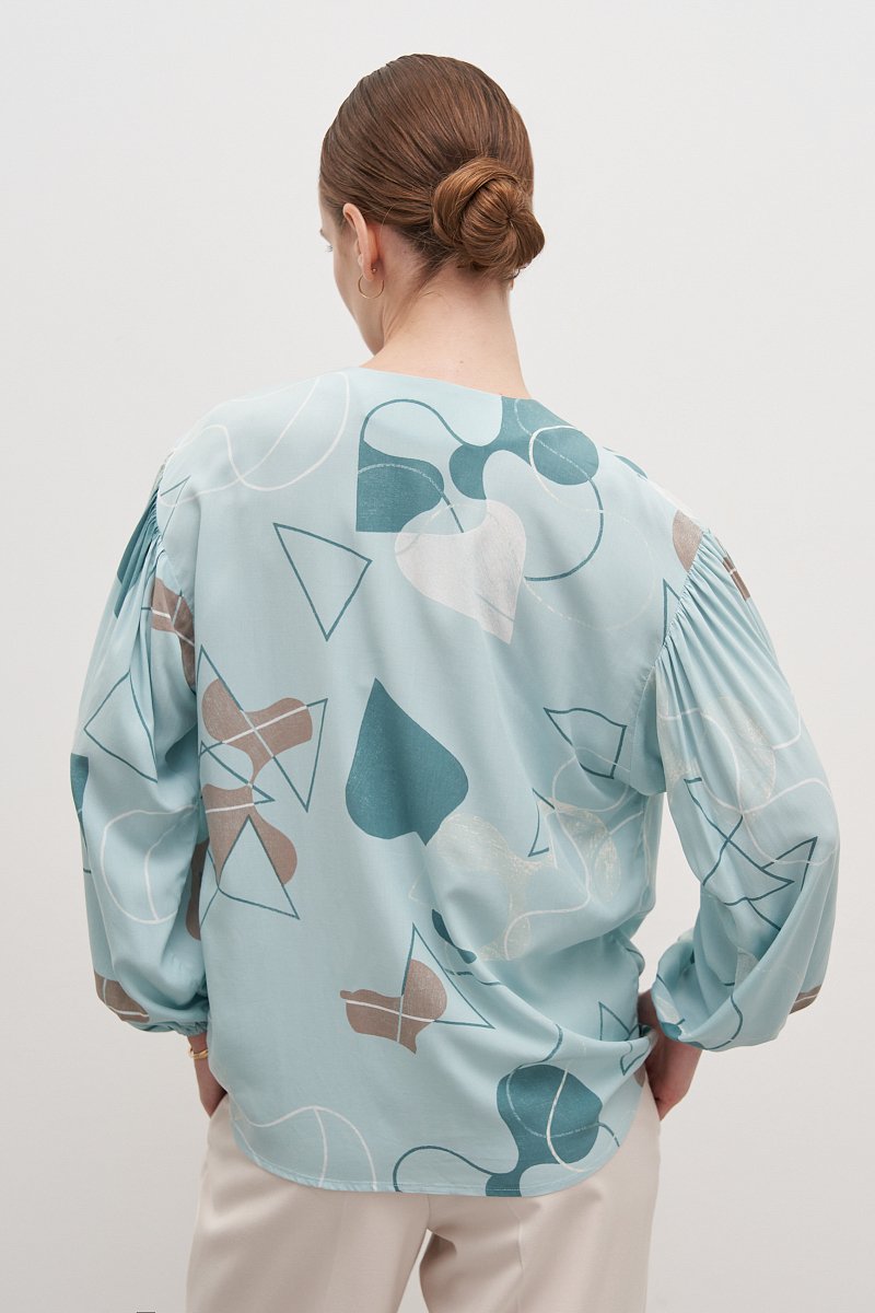 Вискозная женская блузка с абстрактным принтом, Модель FAD110169, Фото №5
