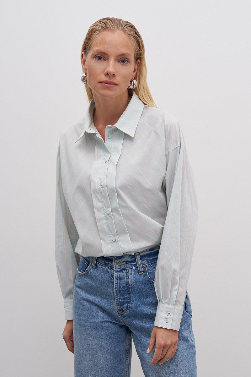 Рубашка из хлопка с отложным воротником, Модель FAD110171, Фото №1
