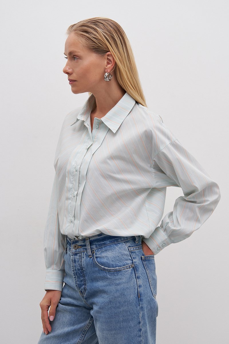 Рубашка из хлопка с отложным воротником, Модель FAD110171, Фото №4