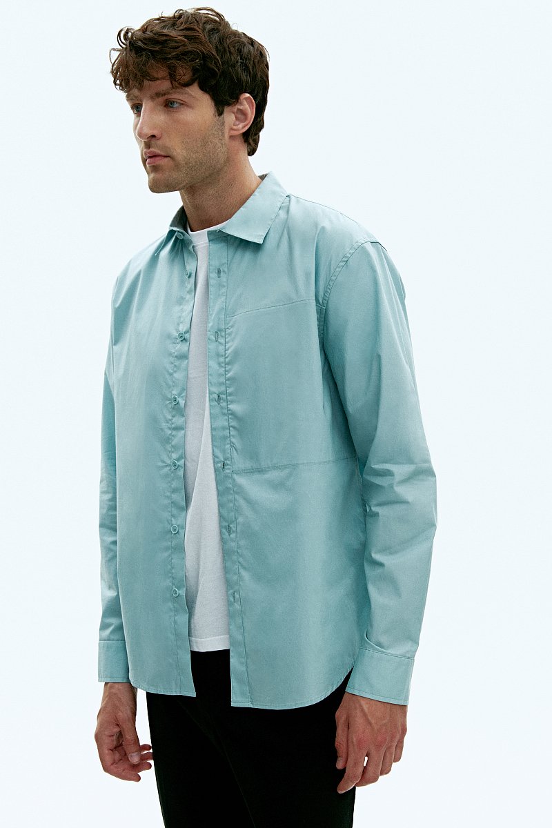 Мужская рубашка прямого кроя с длинным рукавом, Модель FAD21078, Фото №2