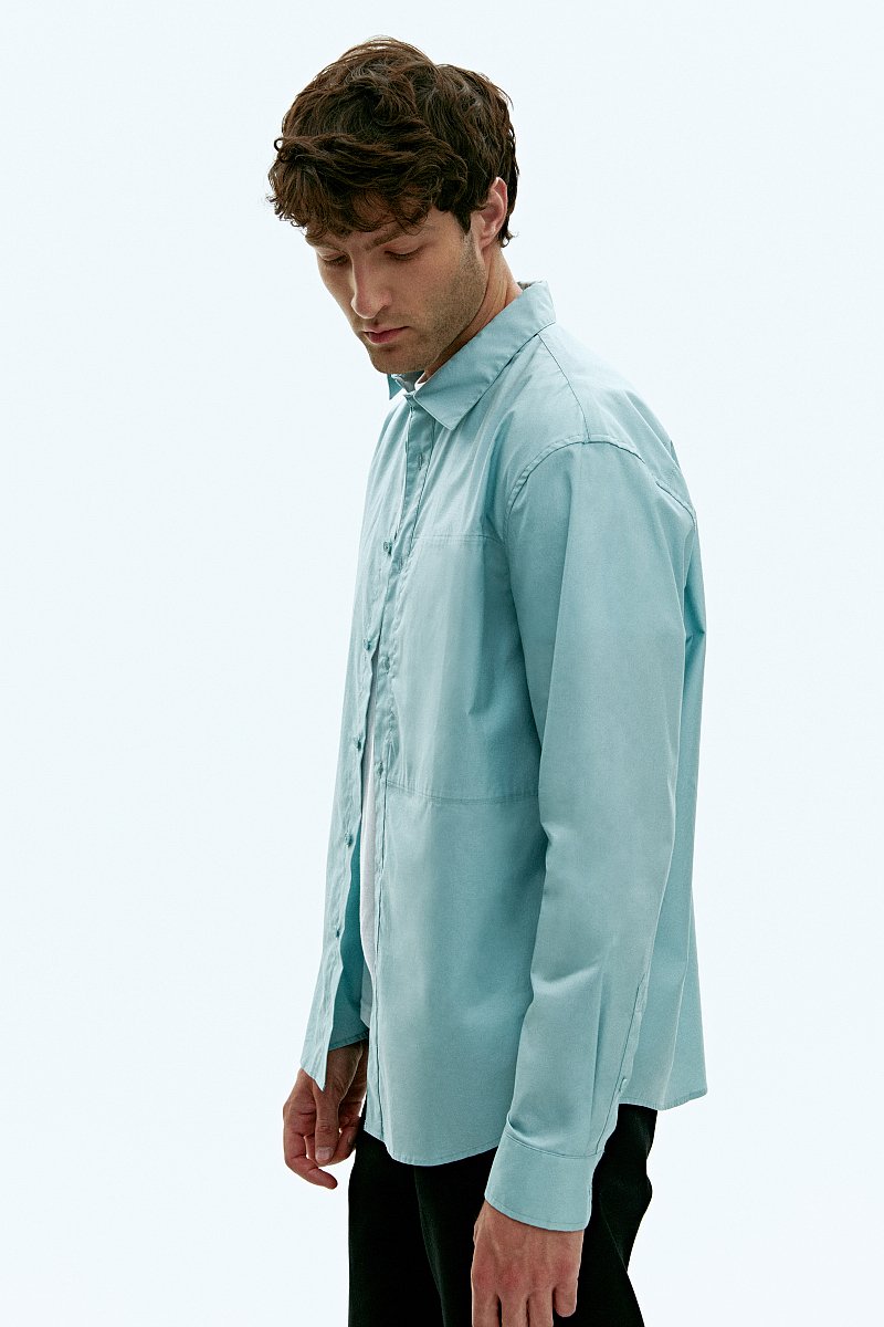 Мужская рубашка прямого кроя с длинным рукавом, Модель FAD21078, Фото №4