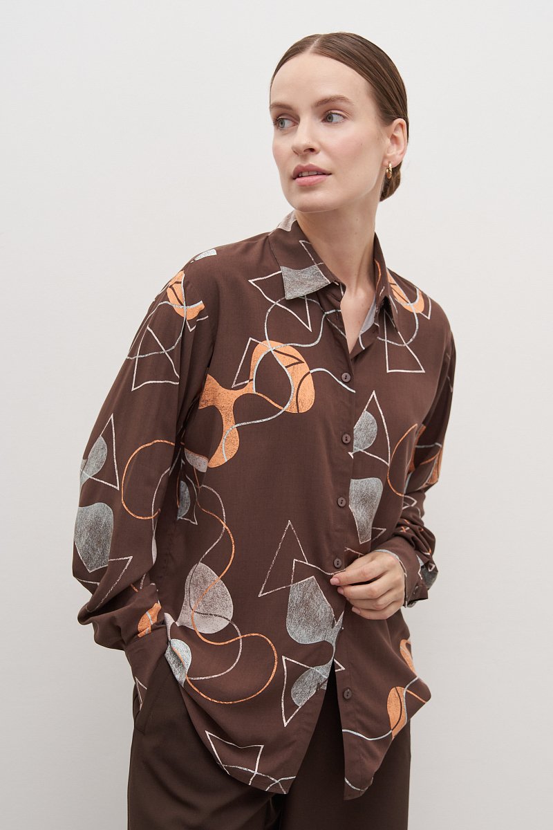 женская рубашка с абстрактным узором из вискозы, Модель FAD110168, Фото №1