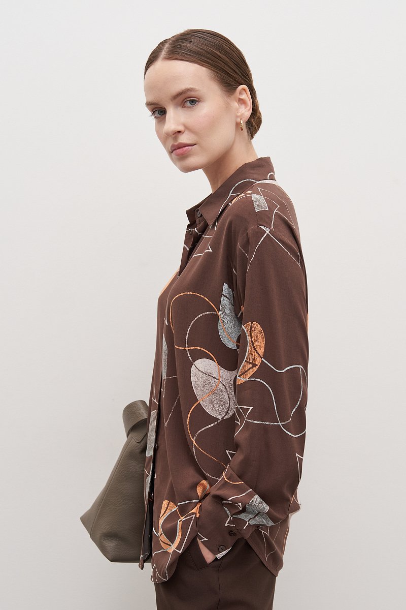 женская рубашка с абстрактным узором из вискозы, Модель FAD110168, Фото №3