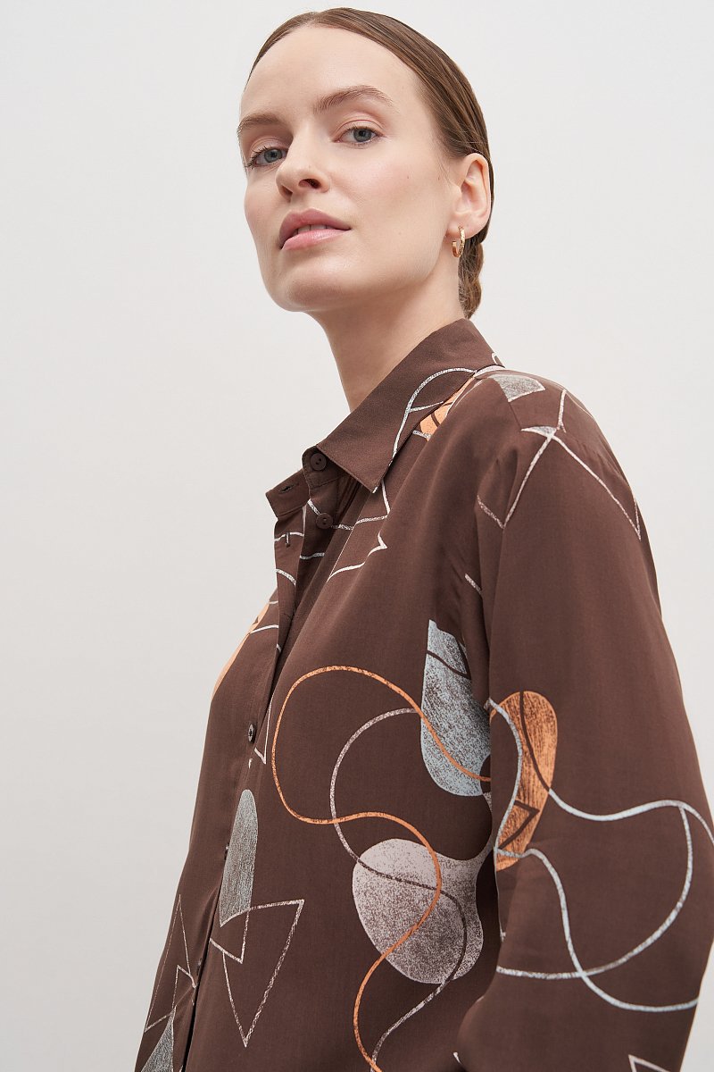женская рубашка с абстрактным узором из вискозы, Модель FAD110168, Фото №5