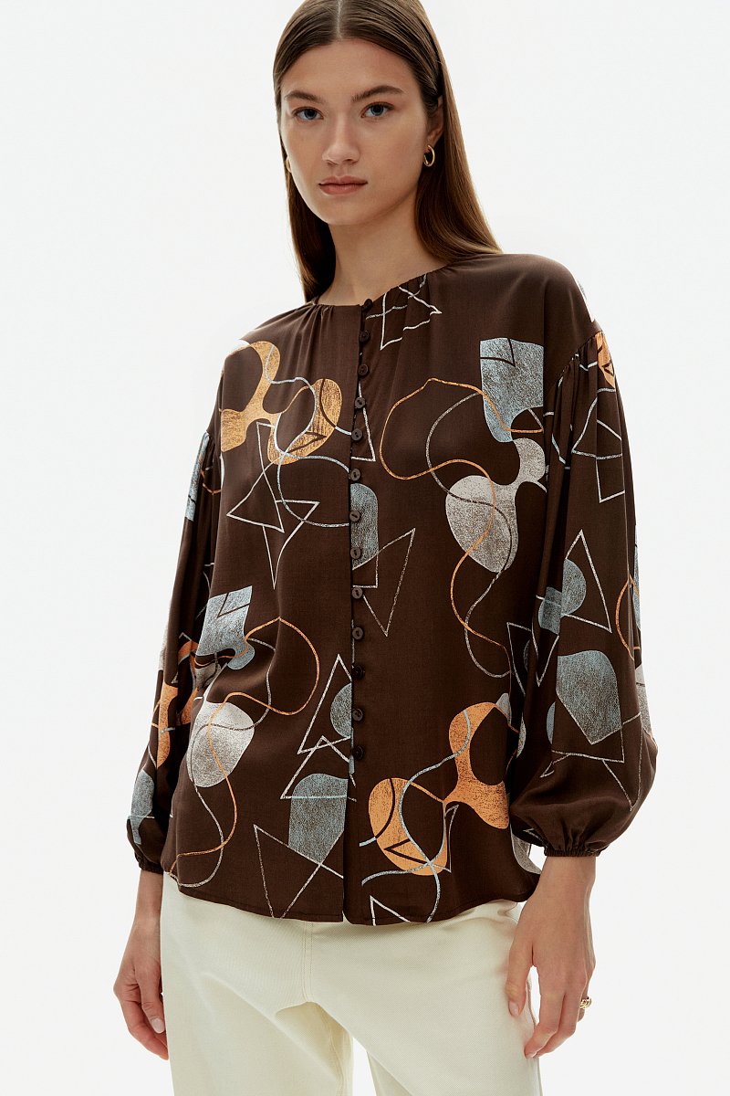 Вискозная женская блузка с абстрактным принтом, Модель FAD110169, Фото №3