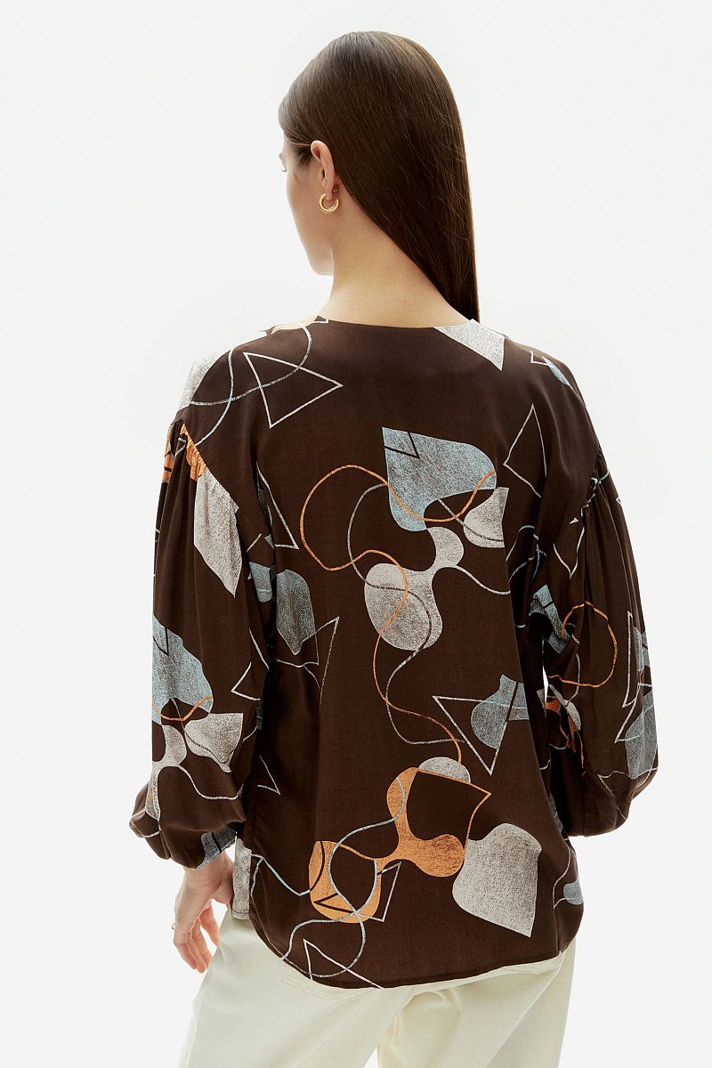 Блузка свободного силуэта с абстрактным принтом, Модель FAD110169, Фото №5