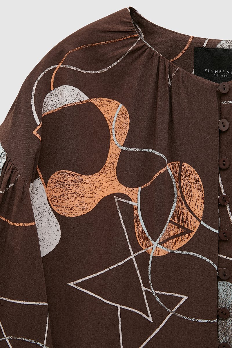 Вискозная женская блузка с абстрактным принтом, Модель FAD110169, Фото №7