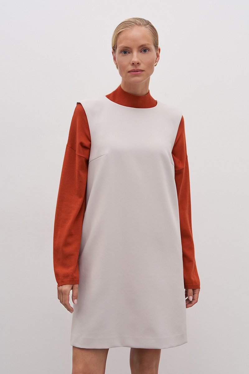 Платье прямого силуэта с округлым воротником, Модель FAD110175, Фото №2