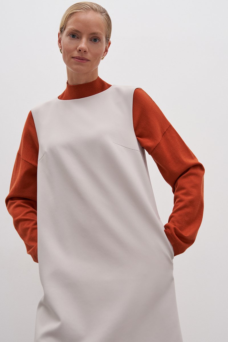 Платье прямого силуэта с округлым воротником, Модель FAD110175, Фото №4
