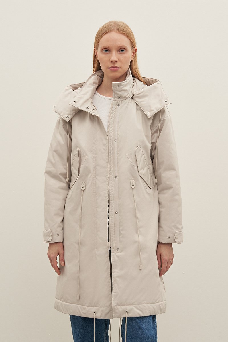 Пальто утепленное из хлопка с воротником стойкой, Модель FAD11052, Фото №1
