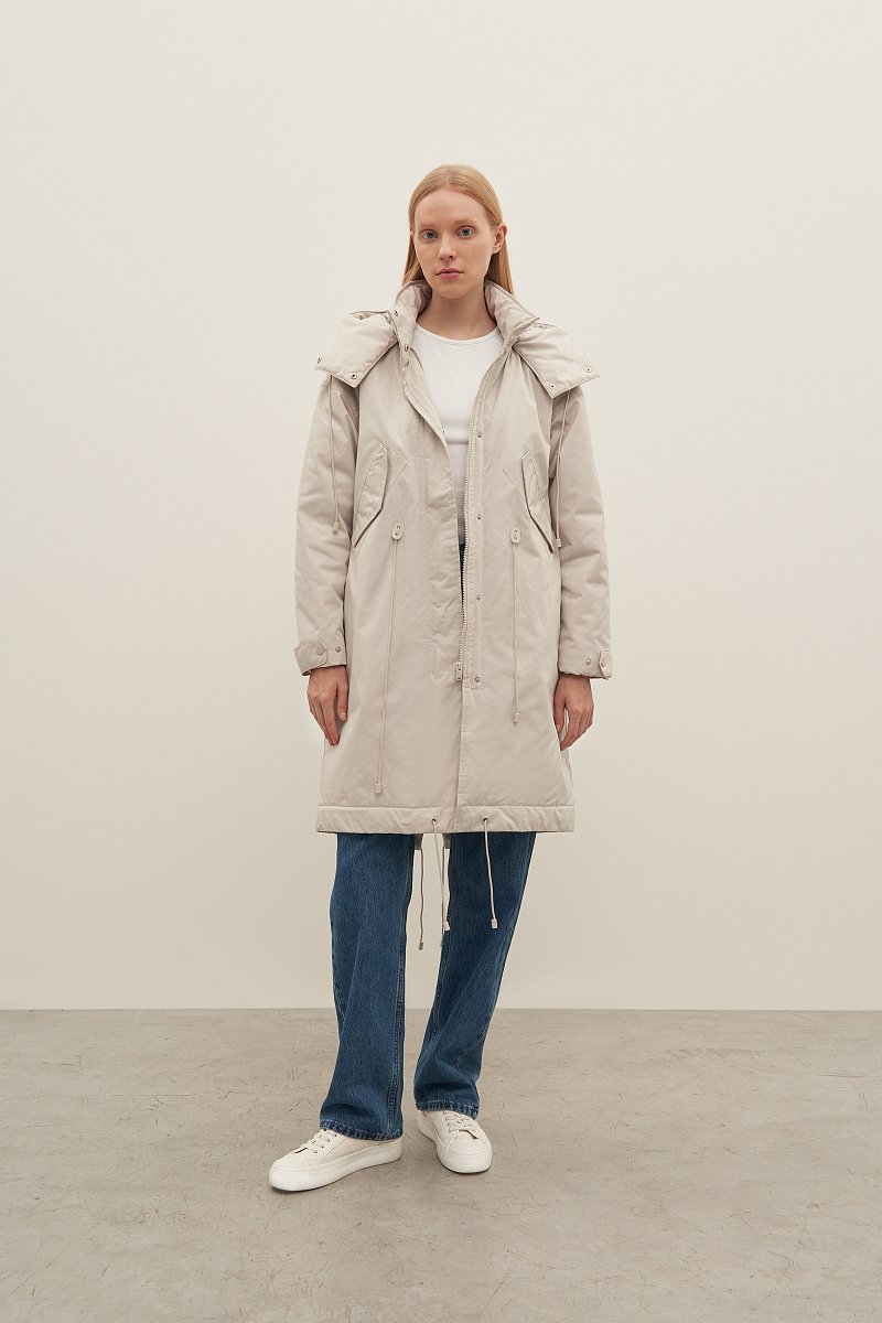 Пальто утепленное из хлопка с воротником стойкой, Модель FAD11052, Фото №2