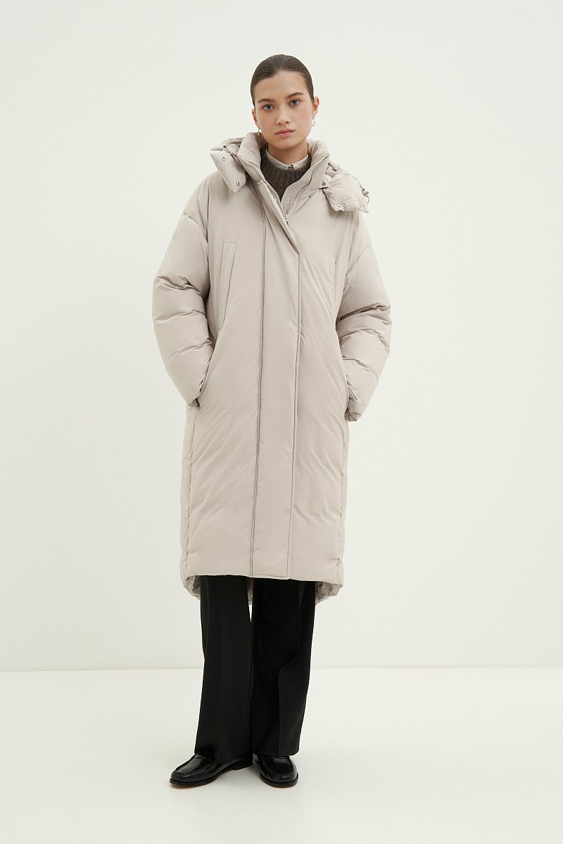 Пуховое пальто широкого силуэта с хлопком, Модель FAD11069, Фото №2
