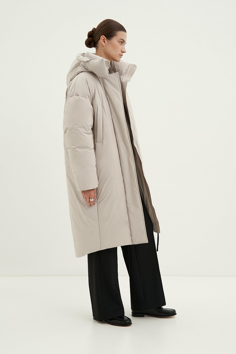 Пуховое пальто широкого силуэта с хлопком, Модель FAD11069, Фото №3