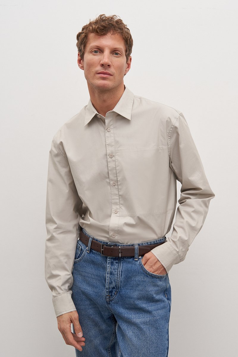 Мужская рубашка прямого кроя с длинным рукавом, Модель FAD21078, Фото №1