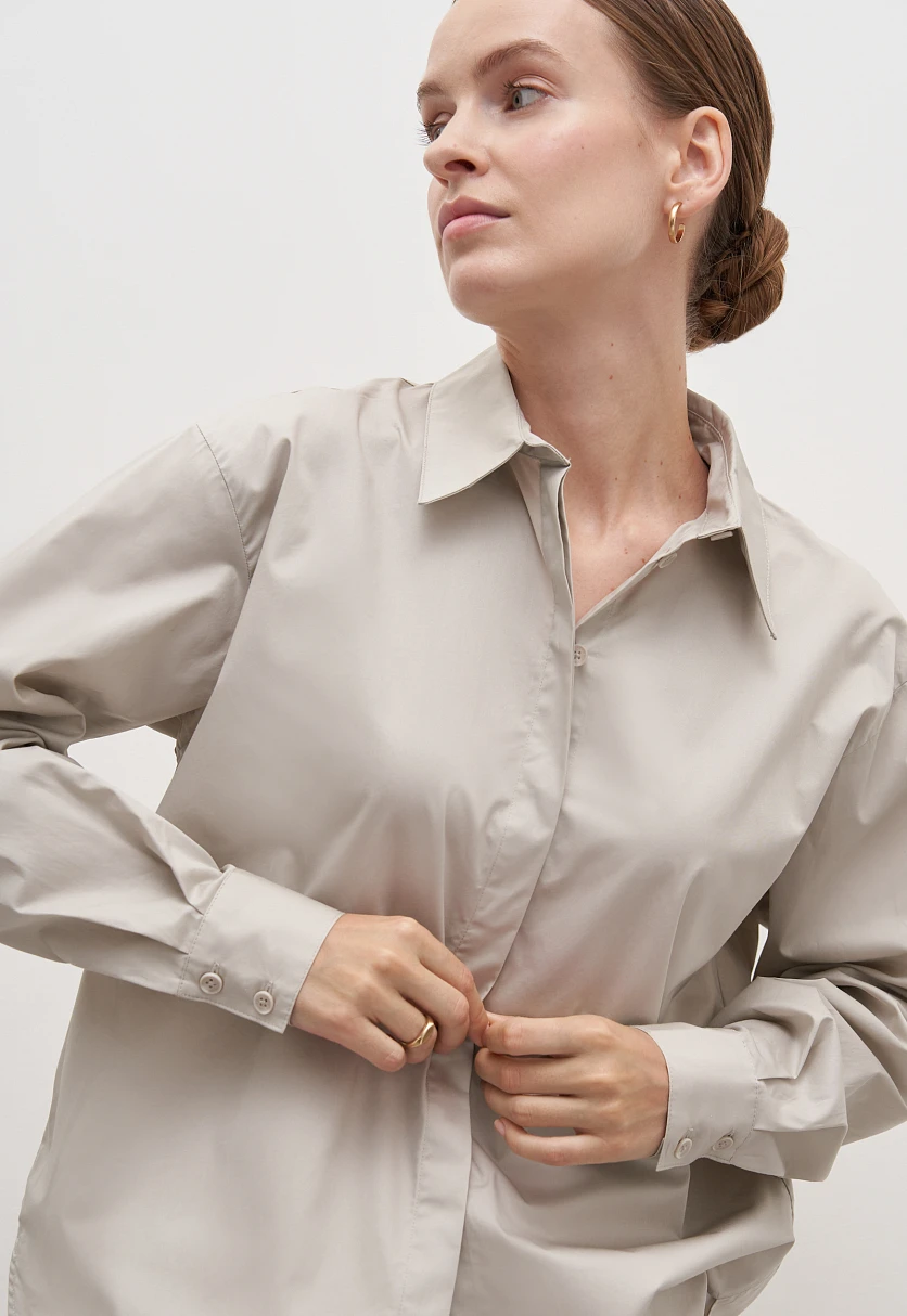 Рубашка из хлопка с отложным воротником, Модель FAD110219, Фото №4